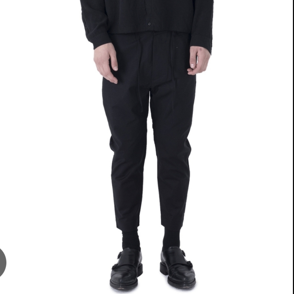 Chapter Mens Solid Black Admission Wool Blend Tapered Cropped Pants